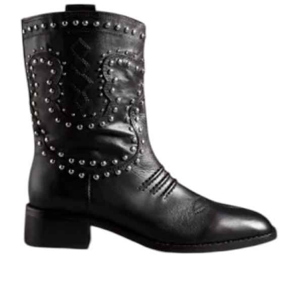 NIB BIBI LOU ANTHROPOLOGIE BRIAWA BOOTS WITH STUDS Size 39 Black - Picture 2 of 7